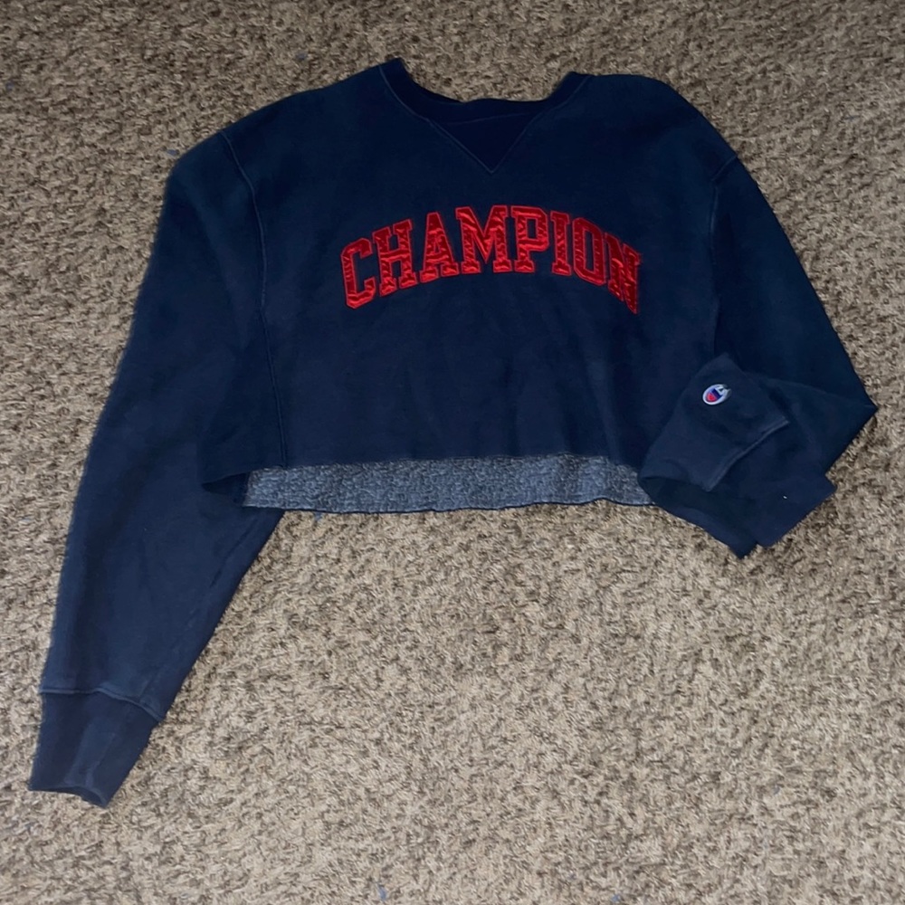 Navy Champion Cropped Sweatshirt